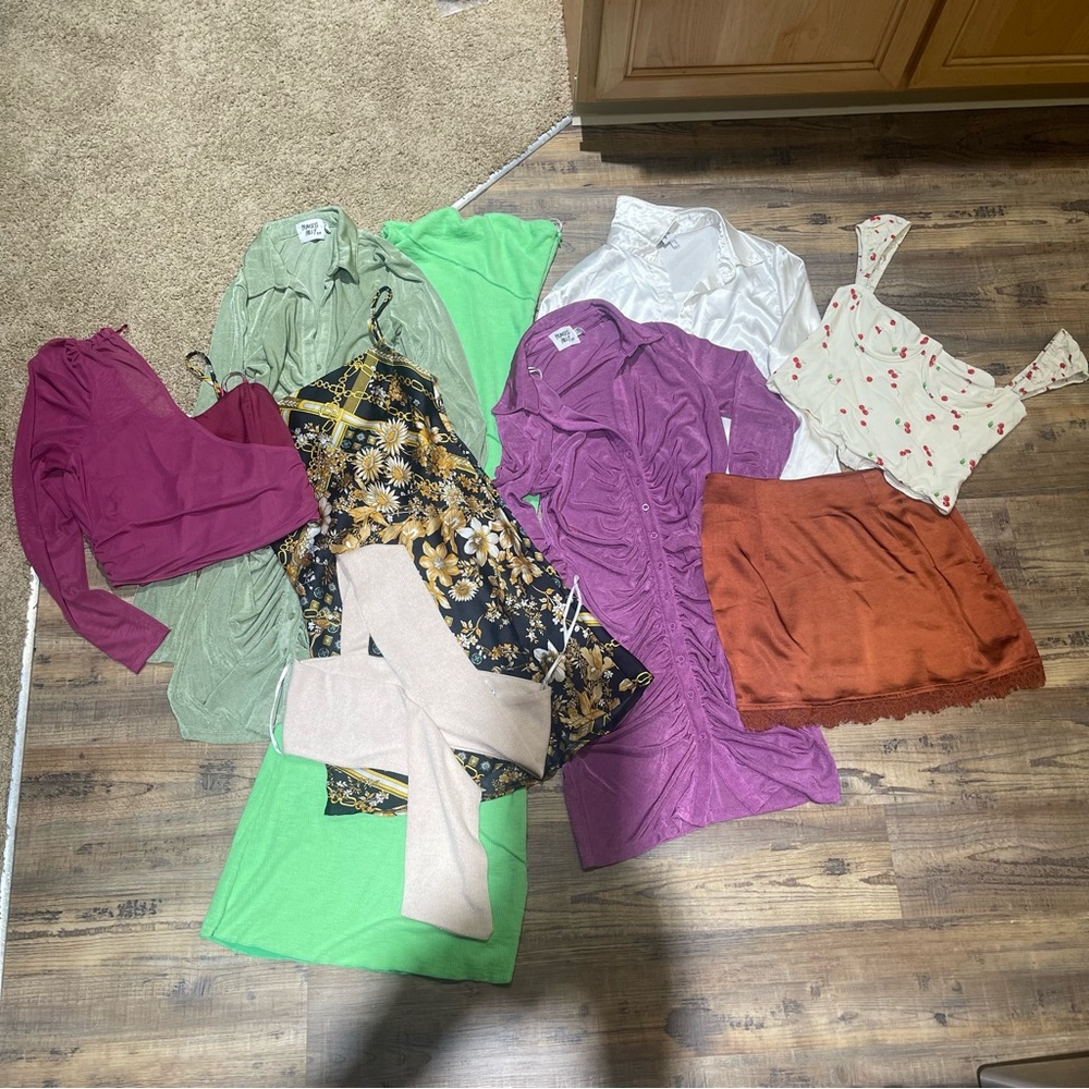 Princess Polly Bundle of 9 clothes: 4 dresses, skirt, tops. Size 4